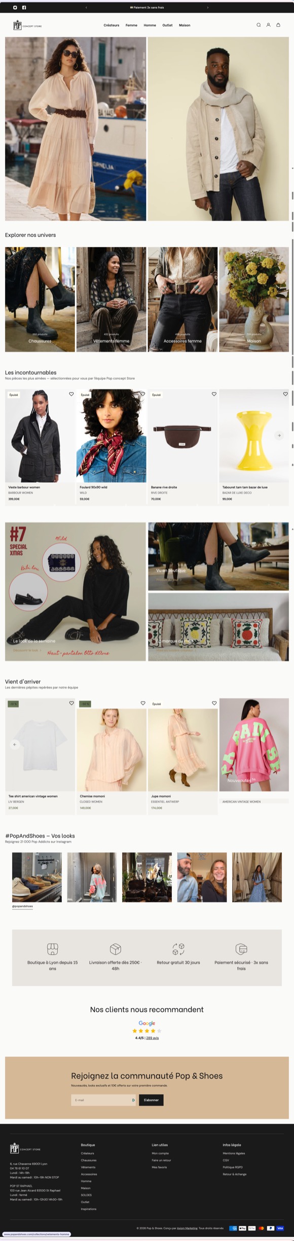 Site Pop and Shoes réalisé par Axiom
